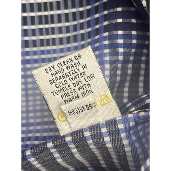 Bugatchi Blue Striped Plaid Long Sleeve Shirt Size XL - Picture 12 of 12